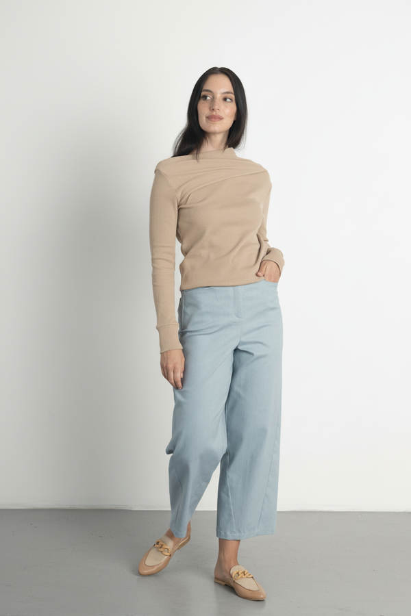 Panels Aszimmetrikus Pulóver - Homok