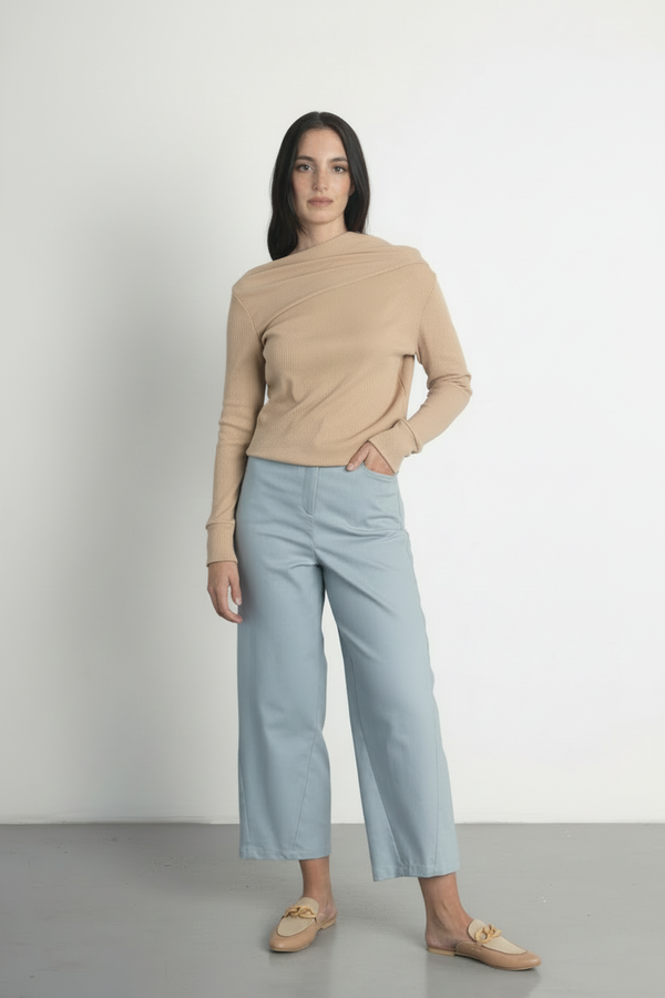 Panels Aszimmetrikus Pulóver - Homok