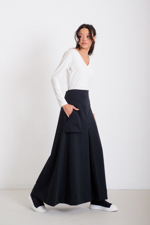 Hajtott maxi szoknya fekete