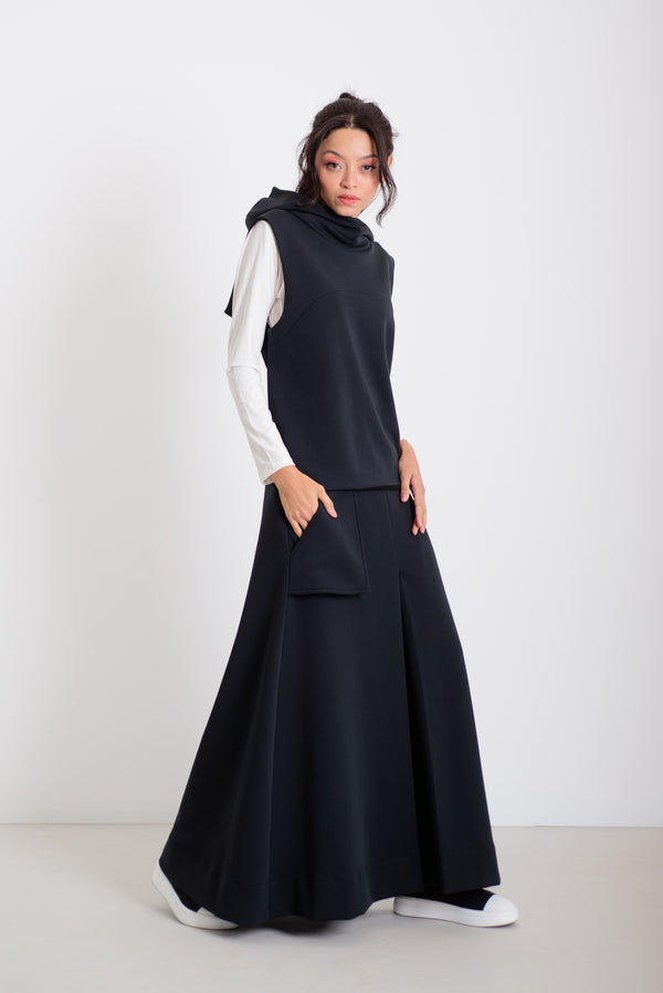 Hajtott maxi szoknya fekete