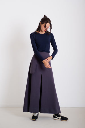 Hajtott maxi szoknya kékes szürke