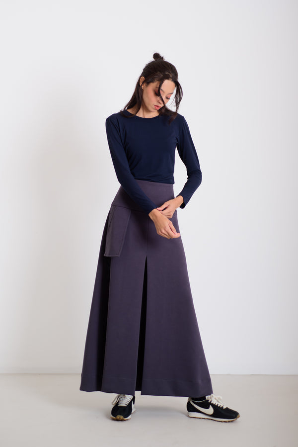 Hajtott maxi szoknya kékes szürke