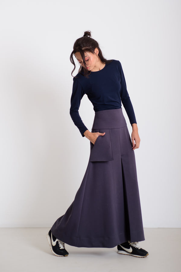 Hajtott maxi szoknya kékes szürke