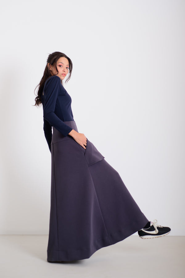 Hajtott maxi szoknya kékes szürke