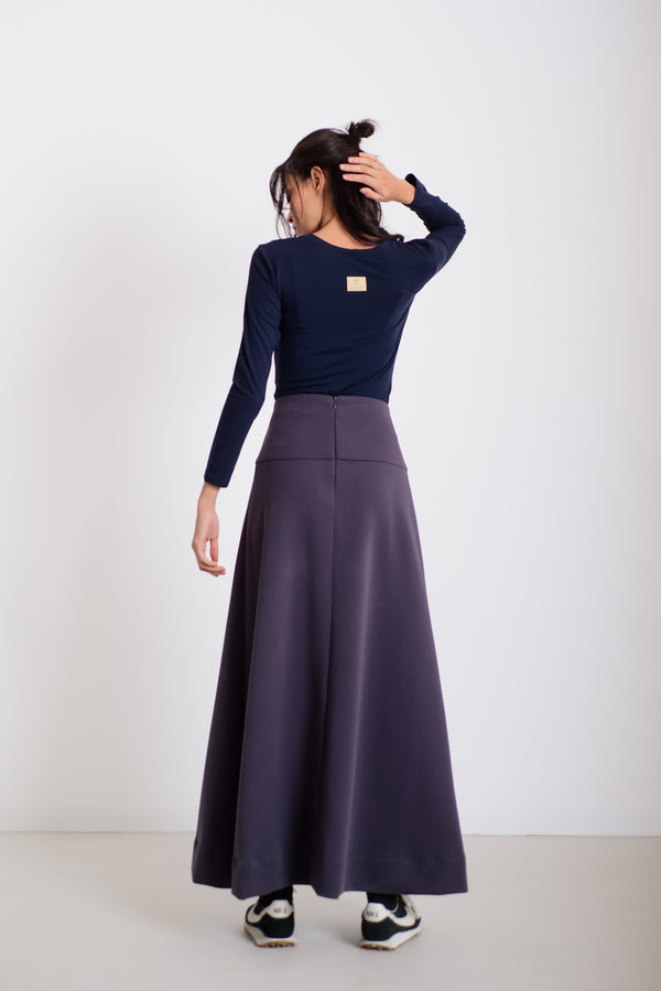 Hajtott maxi szoknya kékes szürke