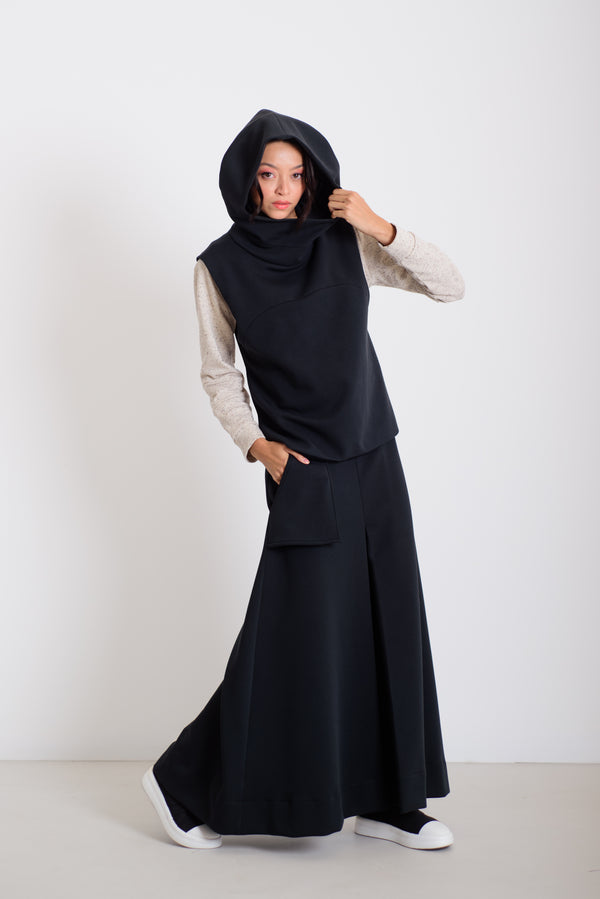 Kapucnis mellény fekete