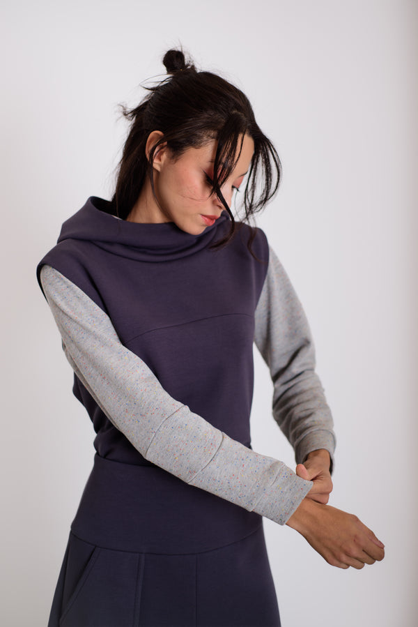 Kapucnis mellény kékes szürke