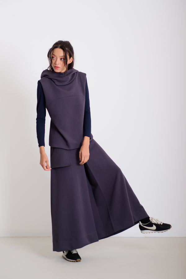 Kapucnis mellény kékes szürke