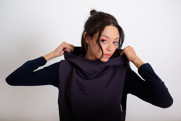 Kapucnis mellény kékes szürke