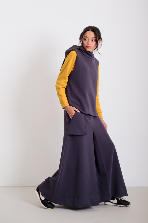 Kapucnis mellény kékes szürke