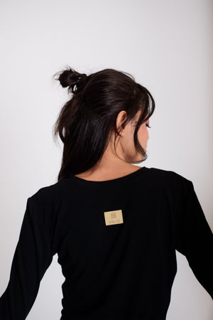 Kereknyakú hosszú ujjú bambusz felső