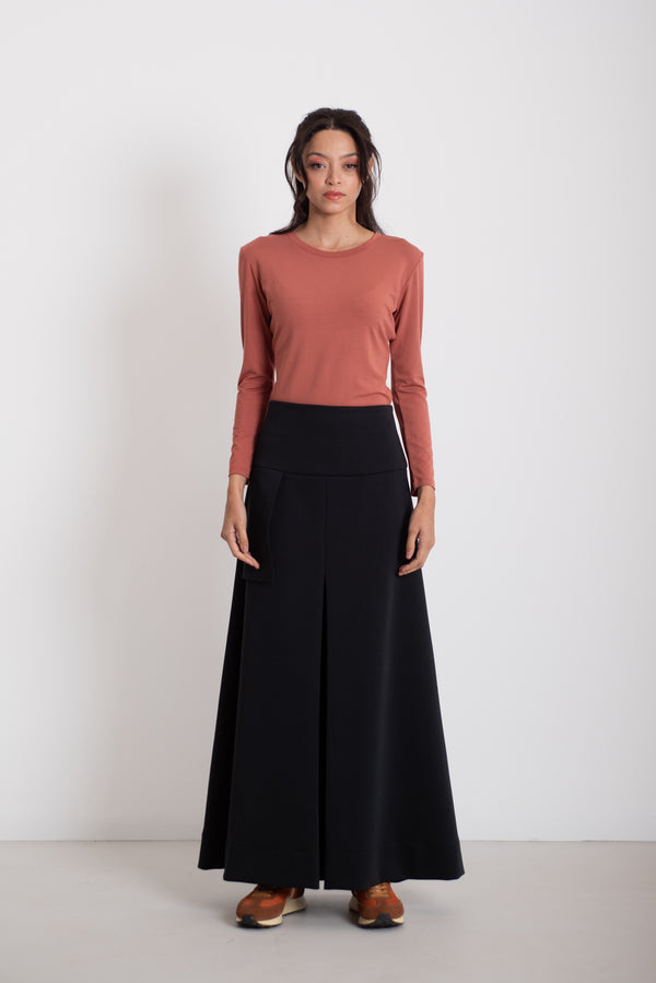 Kereknyakú hosszú ujjú bambusz felső