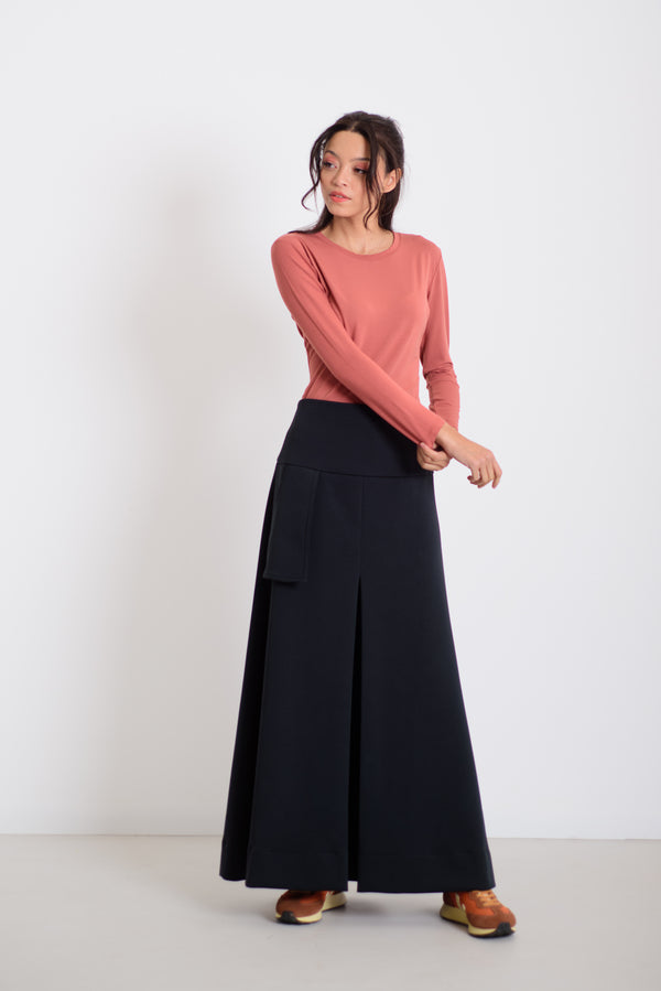 Kereknyakú hosszú ujjú bambusz felső